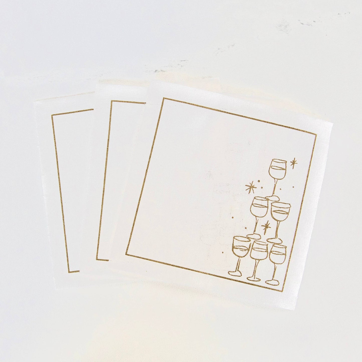 Cotton Cocktail Napkin Roll: Golden Bubbles (White w/ Gold)