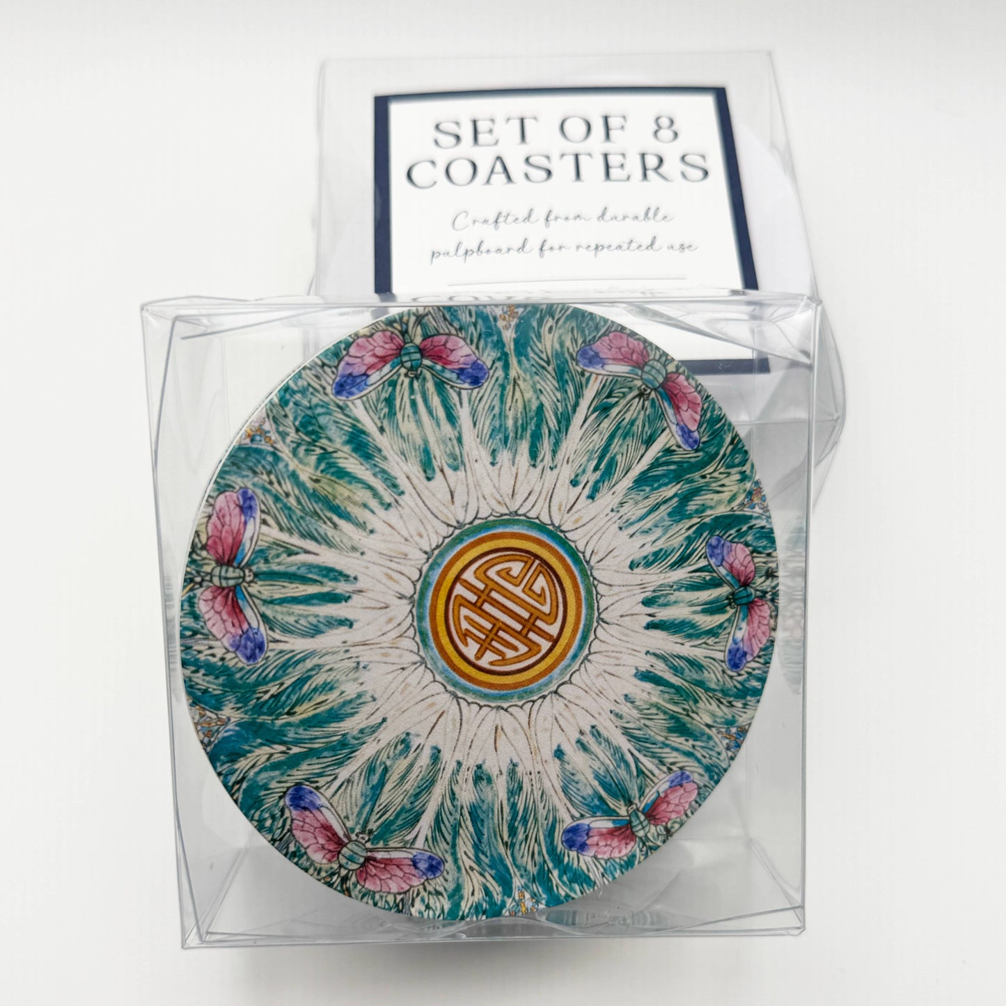 Chinoiserie Bok-Choy Pulp-board Coaster Set of 8 