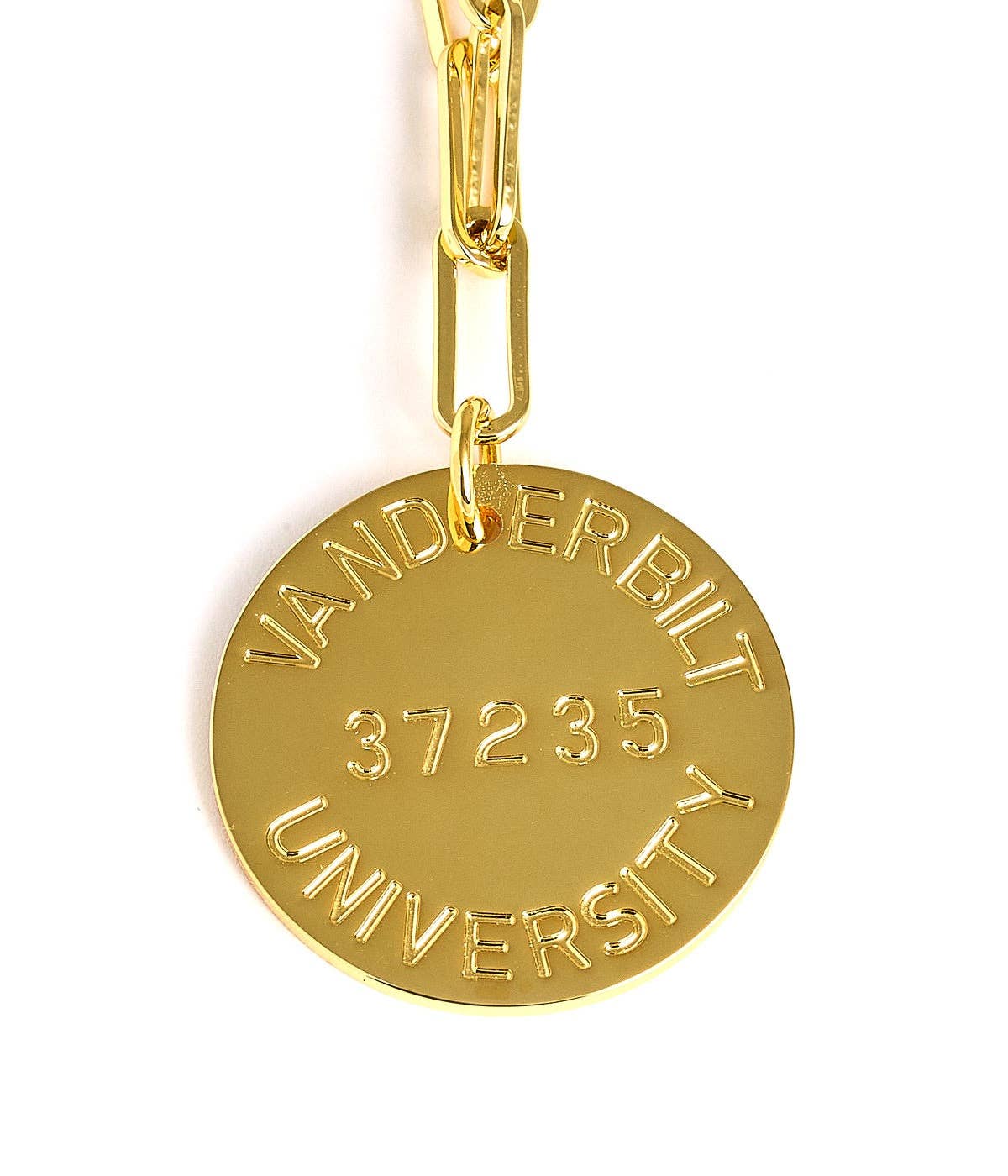 College Tag Charm Necklace - 18k Gold Plated Paper Clip Chain