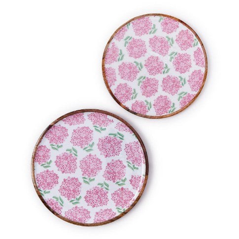 Pink Hydrangea Wood Tray | Two's Company
