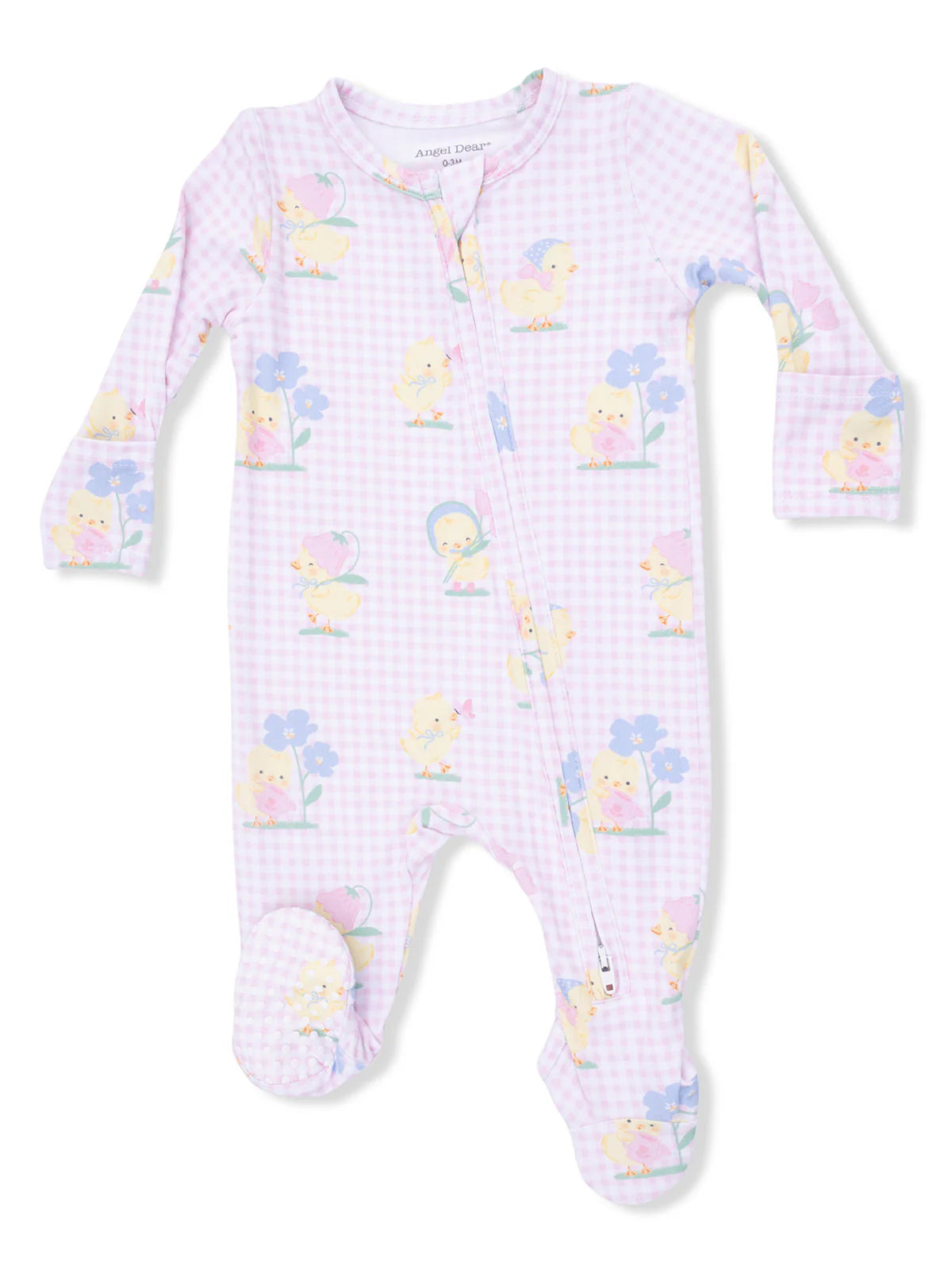 Vintage Spring Ducklings Pink - 2 Way Zipper Footie