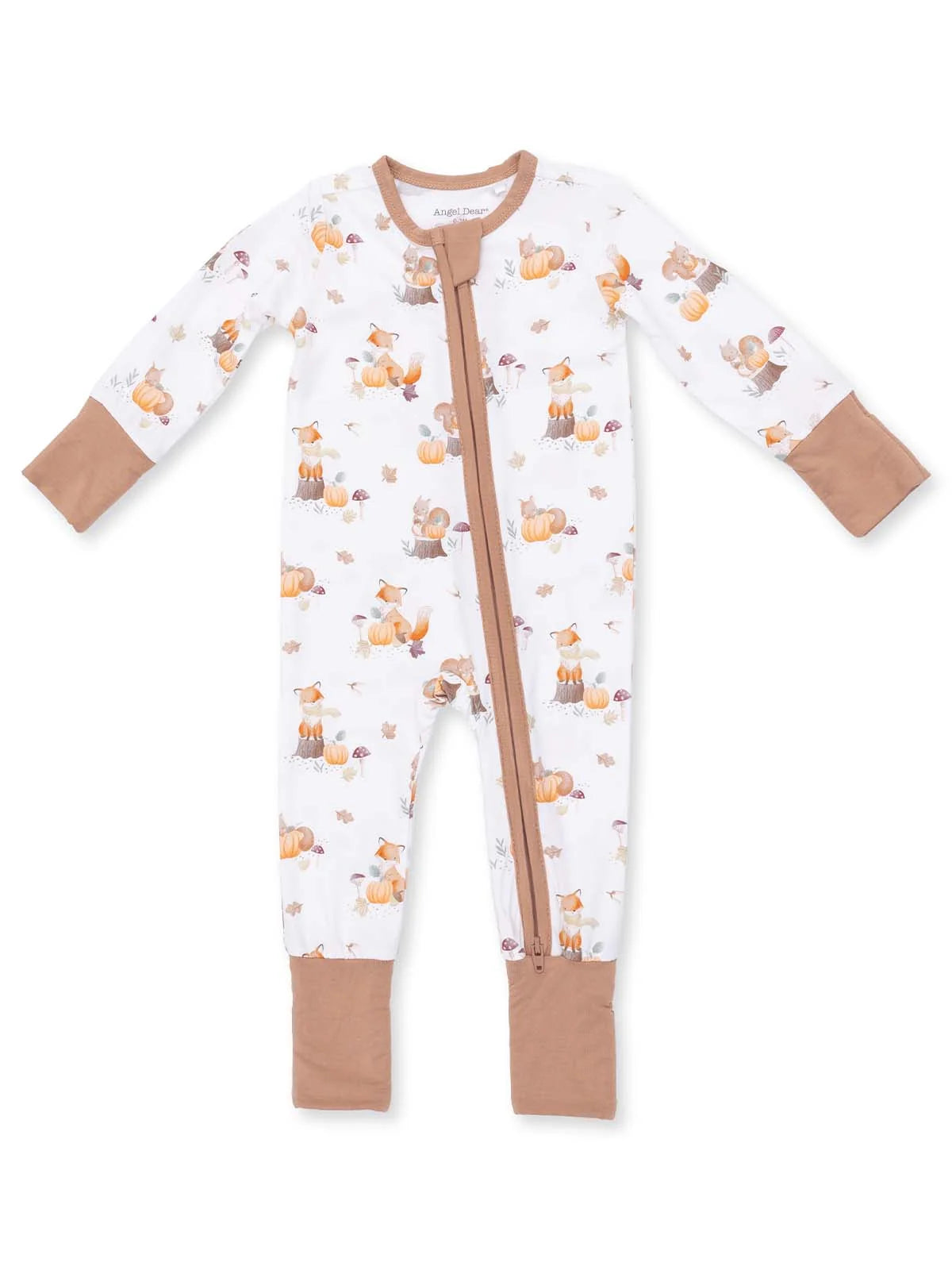 2-Way Zip Romper, Woodland Animals with Pumpkins